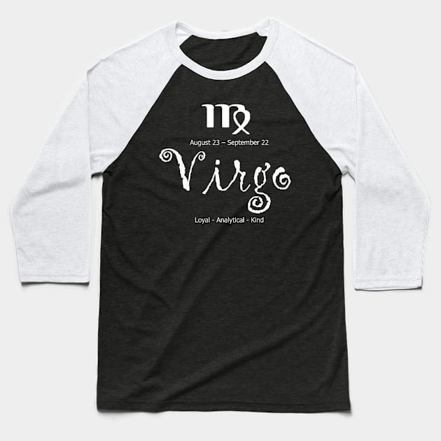 Virgo astrological sign design Baseball T-Shirt by halazidan